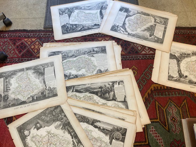 Lot of 50 Levasseur Maps France French Departments ca. 1850's Hand Coloring Map