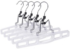 10 Pack Premium Skirt Hangers - Thin Space Saving Pant Hangers Set with Clamp...