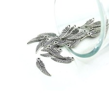 Tiny Silver Angel Wing Charms, 15x7mm - US Seller