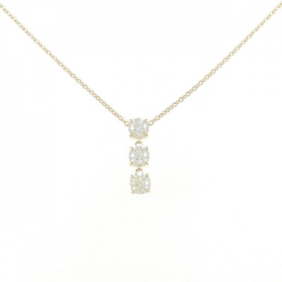 Authentic K18YG Diamond Necklace 0.317CT 0.312CT 0.324CT VLY SI1 VG-GOOD  #27...