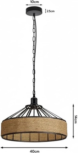 Vintage Retro Industrie Loft Hanfseil Eisen Pendelleuchte Deckenleuchte Retro Lampe UK - Bild 38 von 41