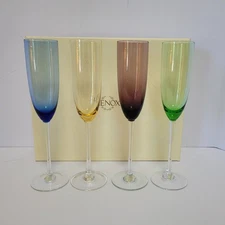 Lenox Color Gems  -  Multicolored Champagne Flutes - Set of 4 in Box 10.25"