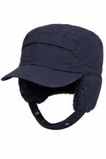 Wynster Navy Winter Ear Flap Cap 100% Cotton Warm Lined Hat Unisex
