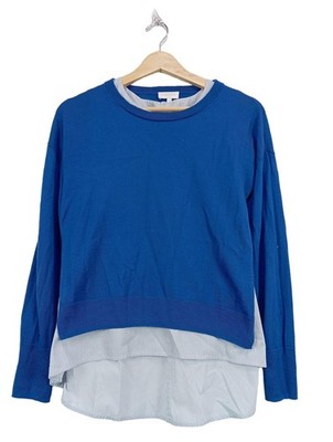 ESCADA Strick Twin Set Damen Twin Set Gr. DE 36 blau-weiß Casual-Look