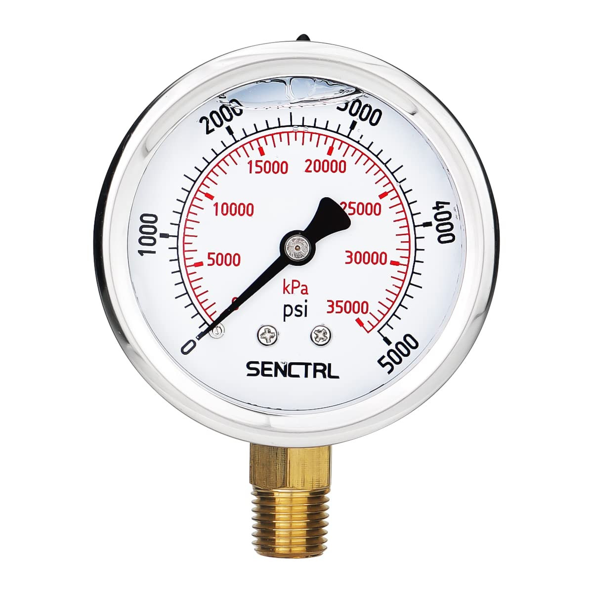 5000 Psi Glycerin Liquid Filled Hydraulic High Pressure Gauge, 2.5" Dial Size,