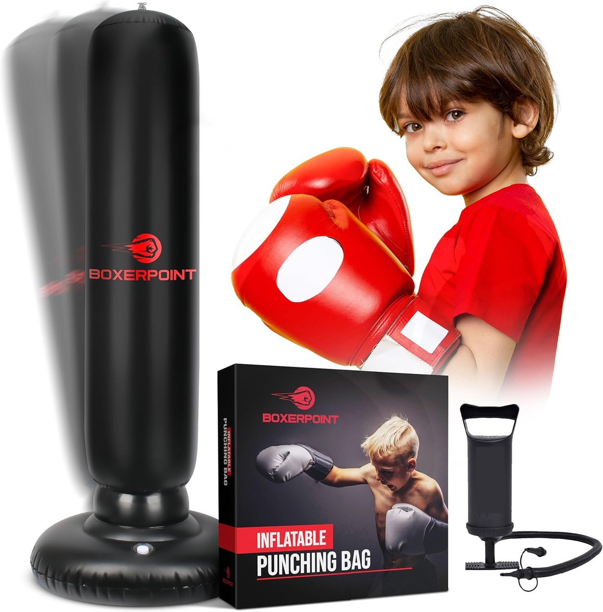 Boxerpoint Inflatable Punching Bag for Kids 3-8 Years Old, 63