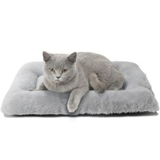 18x12 Crate Pad Dog Bed Plush Washable for XSmall Dogs  Cats, Light Grey