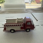 Vintage Tonka Fire Truck Red & White 6” Long Pressed Steel Made In USA