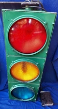 Vtg Alusig Traffic Light Signal Light With Original Wiring & Control Box Hanger 