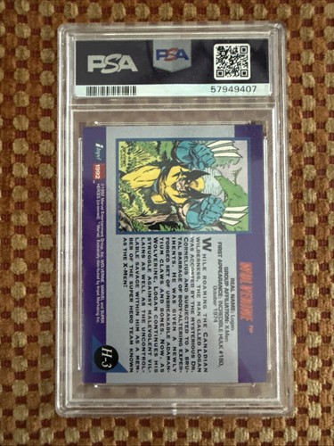 1992 Marvel Universe Impel Series III Wolverine #H-3 Hologram PSA 9 Mint - Picture 2 of 2