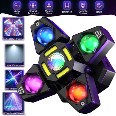 RGBW disco lights Laser Strobe Light 150W 4in1 Beam Remote R&G starry sky effect