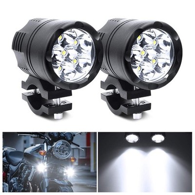 Biqing 2 Stück Universal Motorrad Scheinwerfer LED Nebelscheinwerfer, 6 LEDs 1, weiß 