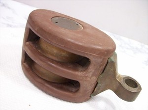 Vintage South Coast ALL BRONZE Rubberized DOUBLE Block, Sailboat 5-3/4" NICE