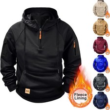 Men's Zip-Up Hooded Sweatshirt with Large Pockets   Casual Athletic Pullover