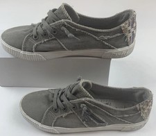 Blowfish Malibu Shoes Sz 8 Superfoam Laces Gray Zipper Accent Distressed Sneaker