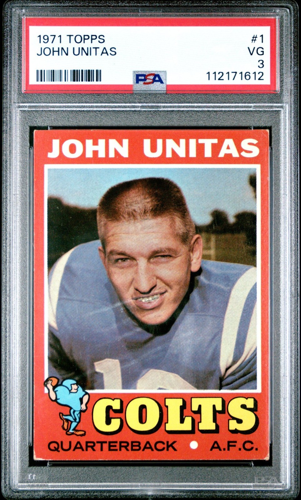 JOHN UNITAS 1971 Topps #1 PSA 3 ++ Great Eye Appeal Vintage Legend HOF 👀🤯✅ view 1