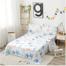 Kids Beach Theme Full Sheet Set, 4-Piece Coastal Microfiber