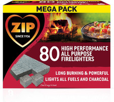 ZIP 80 Firelighters, High Performance All Purpose for Open Fires, Wood Burner, M 0.20 per lighter