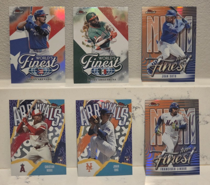 2026 Topps Finest 6 Card Insert Refractor Lot - Soto, Lindor, Tong