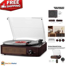 Retro Vinyl Record Player with Bluetooth  Speakers - 3 Speed Entertainment