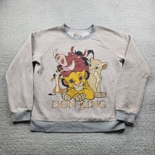 Disney Lion King Sweatshirt Womens Large Gray Simba Nala Timon Pumbaa Pullover
