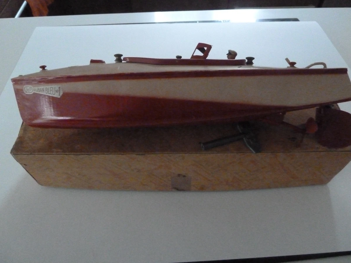 JOUET ANCIEN JEP 912-2 BATEAU CANOT TYPHON MECANIQUE 1950 32CM