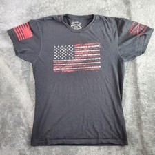 Grunt Style Shirt Mens L Black T-Shirt The Oath Flag Military Tee SS Crew