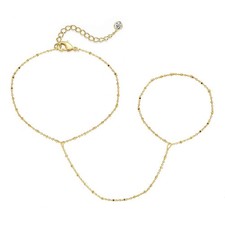 Hand Chain Bracelet for Women 14k Gold Plated Adjustable Finger Bracelets Ring H