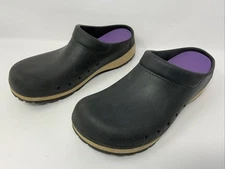 Dansko Women's Kane Molded Rubber Clogs Black Wood Trim Slip On Size EU 38 US 8