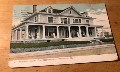 Antique PostCard Thomas Baker Residence Wildwood N.J. 1909 