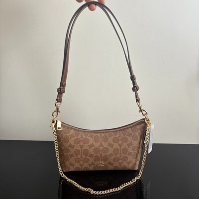 Coach CEK80 Caitlin Shoulder Bag Signature Canvas Gold/Tan/Brown