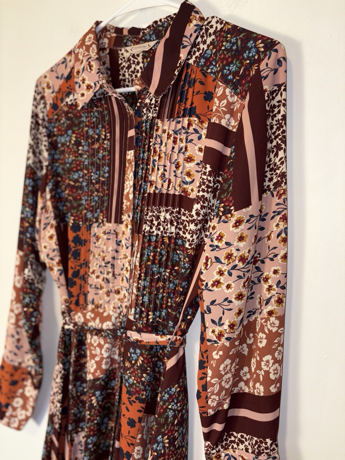 NANETTE LEPORE Button Up Patchwork Shirtdress Tie… - image 3