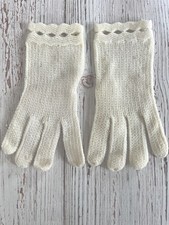 Vintage Off White Childs Knit Dress Gloves 1960's Girls Accessories