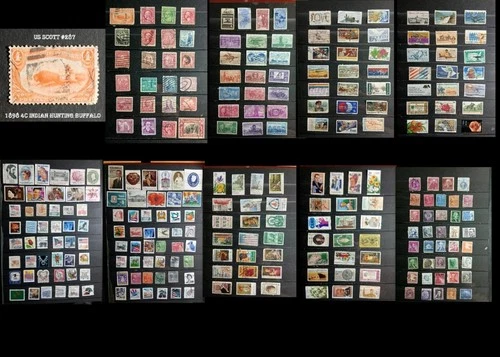 US Stamp Collection Many Old  Stamps Including 1898 4c Indian Hunting Buffalo