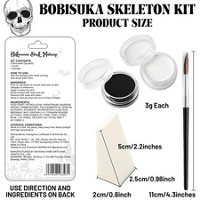 Black and White Face Paint Skeleton Makeup Kit Halloween Character Set for Ki...