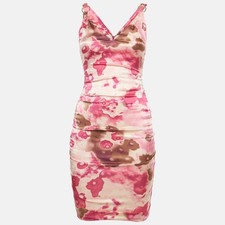 Versace Pink Abstract Print Silk Mini Dress S