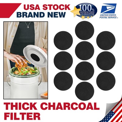 10Pcs Activated Carbon Trash Can Filters 6.7 inch 1cm Extra Thick Indoor Comp