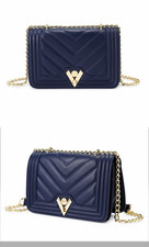 Valentino Orlandi Blue Quilted Chevron Should...