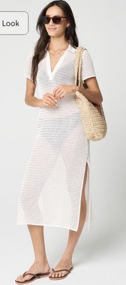 J.Crew Factory Women s Collared Crochet Cover-Up ~ Ivory ~ Size Large NWOT