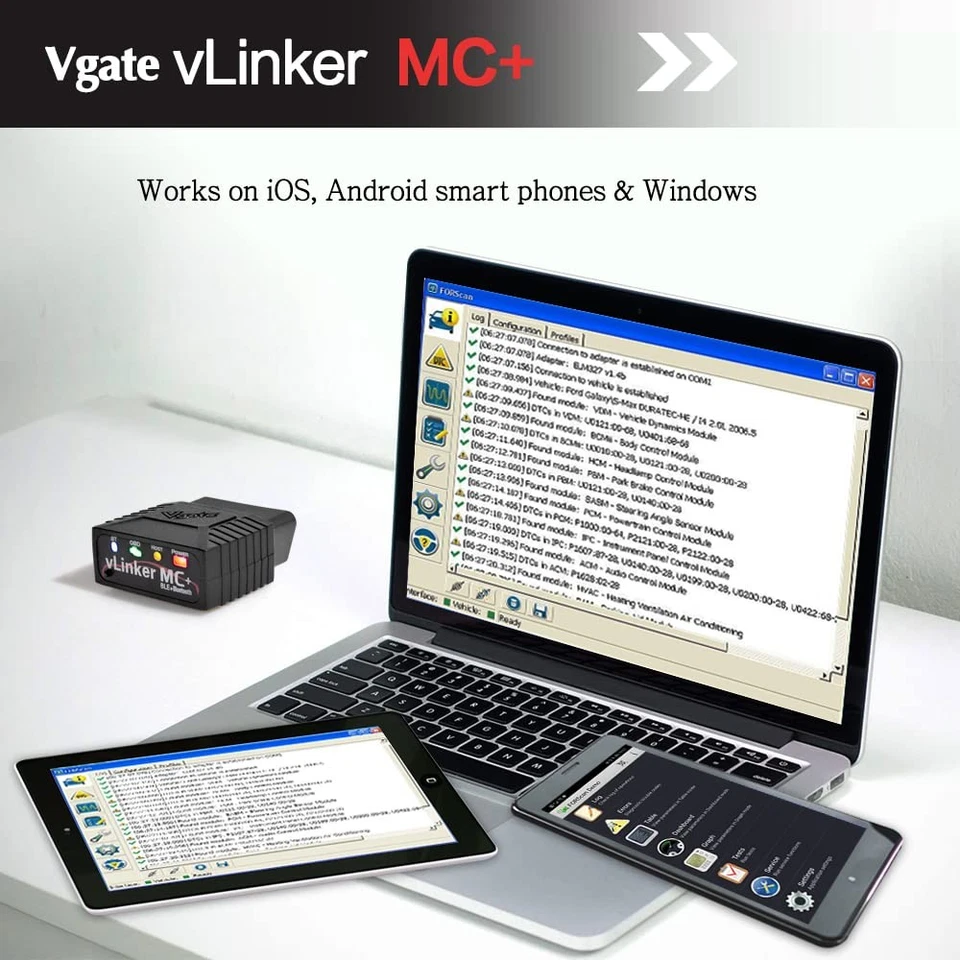 Vgate vLinker MC OBDII Bluetooth OBD2 Diagnosescanner für IOS Android und Win... - Bild 3 von 4