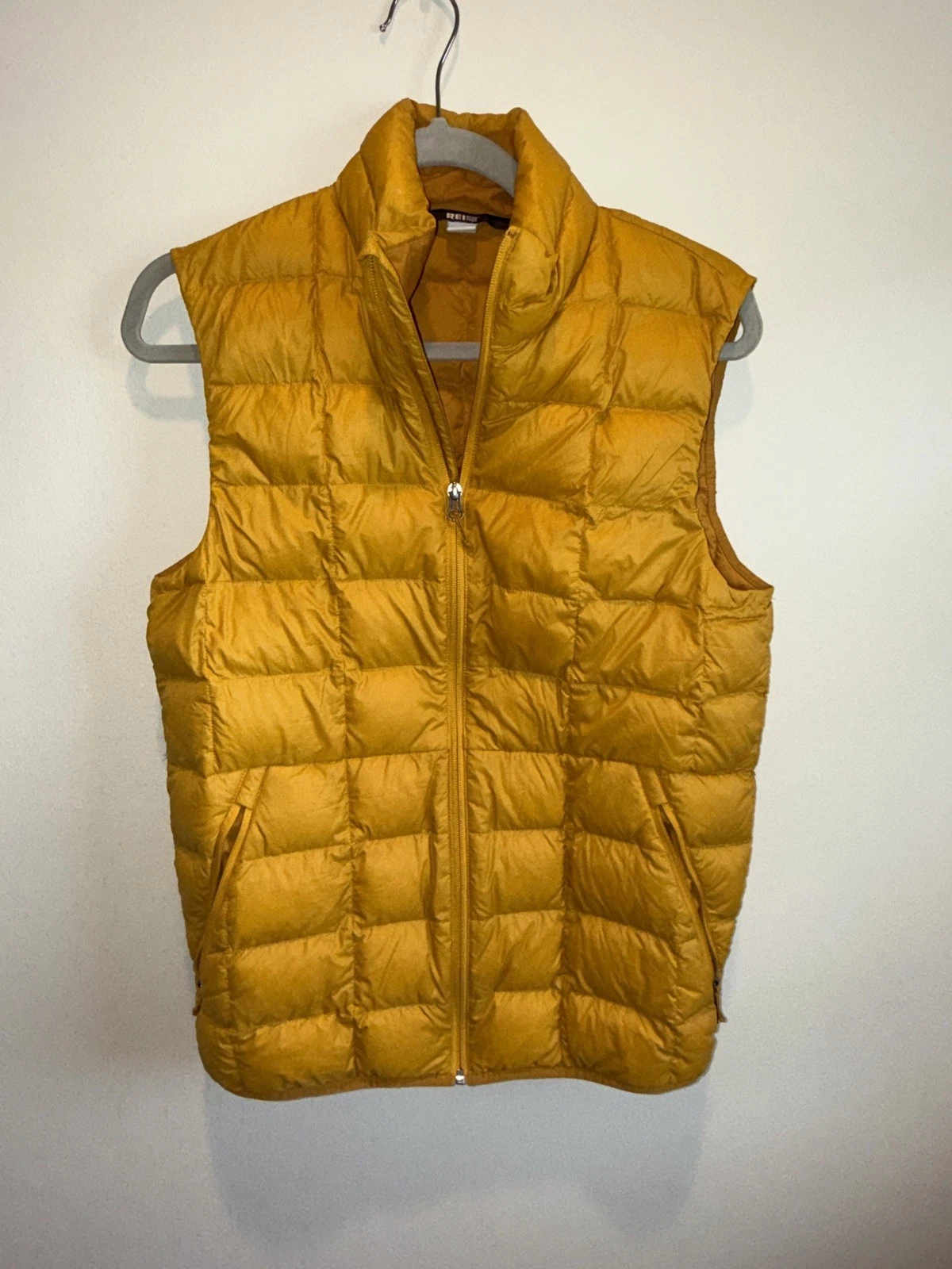 REI Co-op 650 Down Vest 2.0 Mens Small Yellow Packable Puffer Lightweight