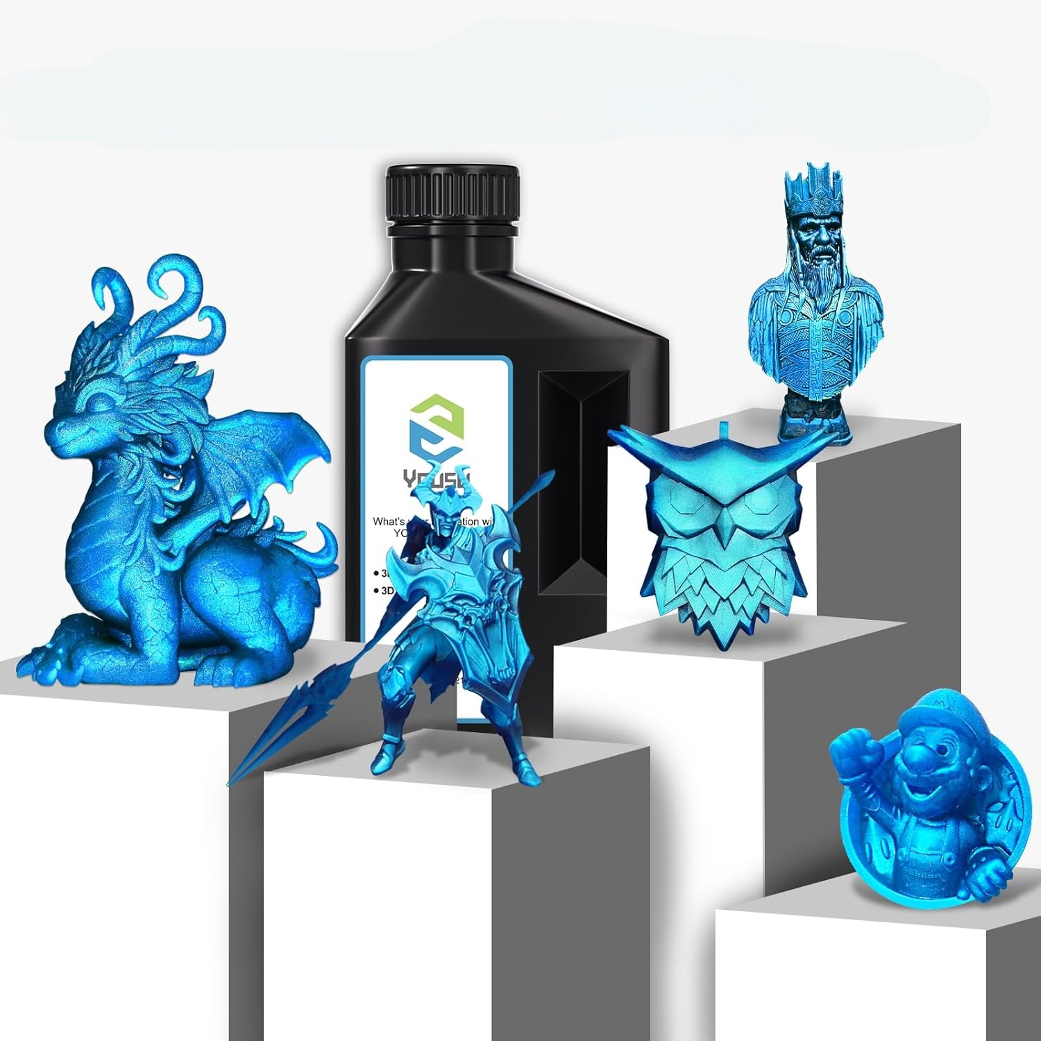 YOUSU 3D Drucker Resin Metallic Blau 1kg 405nm UV Harz LCD DLP Low Shrinkage - Bild 3