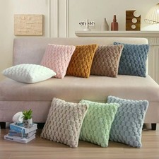 Pack of 2 Faux Fur Cushion Covers Soft Fluffy Plush Sofa Throw Pillow Case