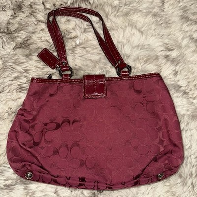 Coach Soho Red/Burgundy Patent Leather Shoulder Tote Bag with