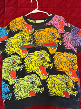 GUCCI Panther Face Knit sweater Multicolor wool GG