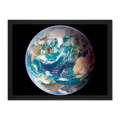 Blue Marble Earth Western Hemisphere Photograph  Framed Wall Art Print 18X24 In