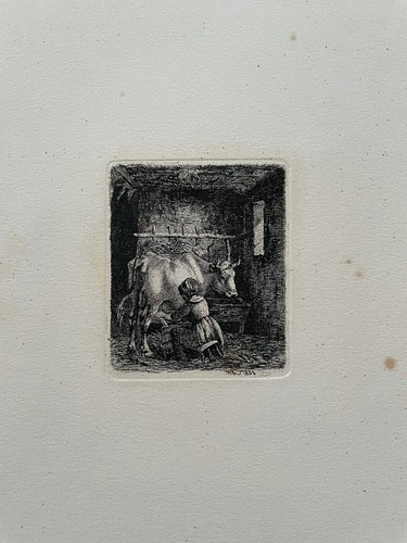 Johannes Wilhelm Zillen 1824-1870 Girl Melkt One Cow Düsseldorf School - Picture 4 of 10