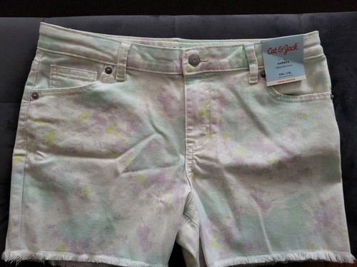 Girls' High-Rise Tie-Dye Cutoff Jean Shorts - Cat & Jack XXL (18) Super Stretch - Picture 2 of 5