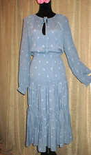 NWT Urban Outfitters long tiered peasant dress dusty blue BOHO HIPPIE $79  MED