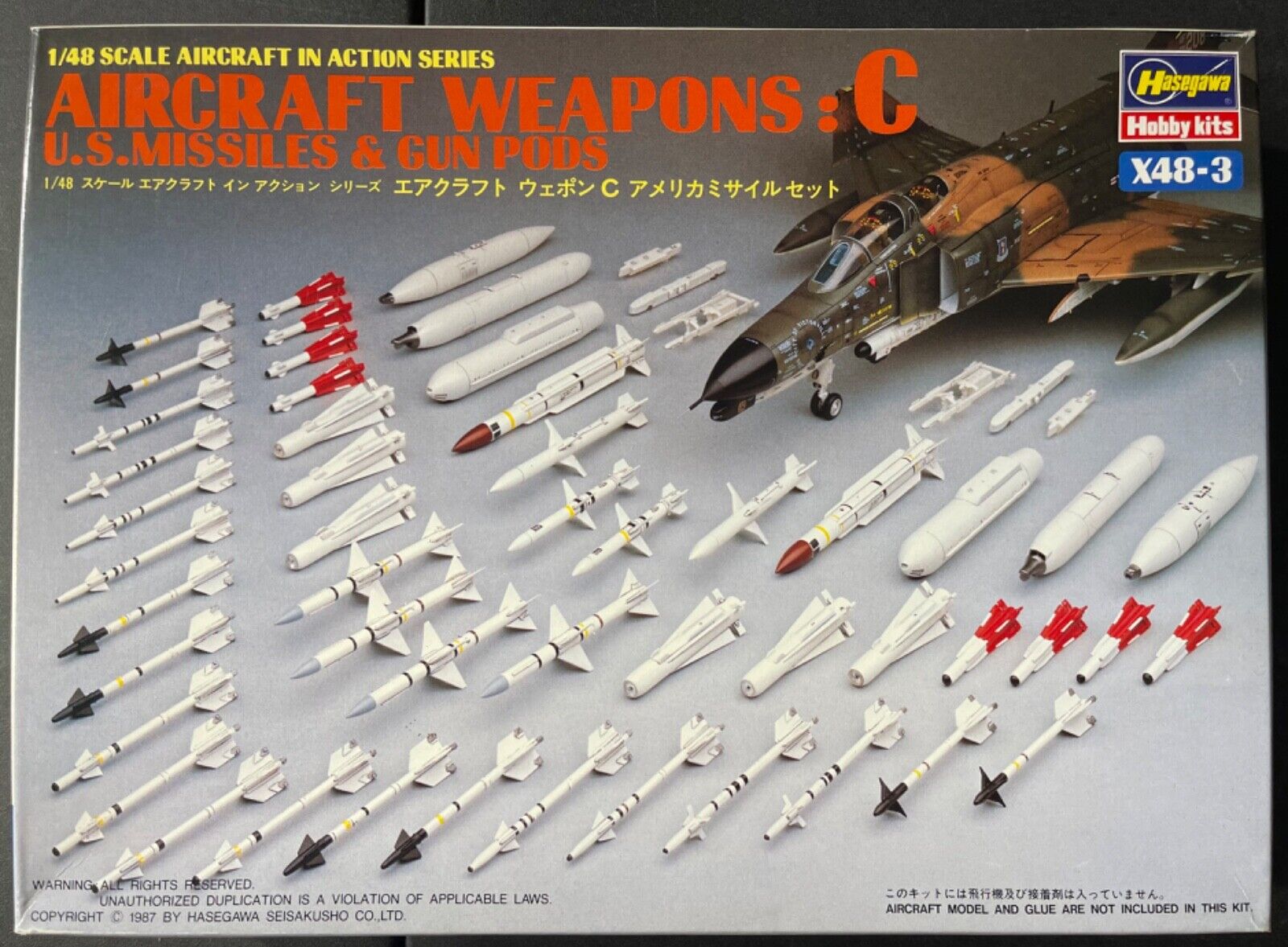 Hasegawa Aircraft Weapons C US Missiles & Gun Pods 1/48 X48-3 Model Kit  ‘Sullys